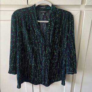 Investments Women's Black with Green Pattern Blouse Size Petite Extra Large